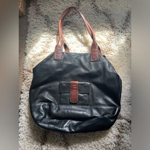 CYNTHIA ROWLEY Leather Tote Bag Black/Brown
